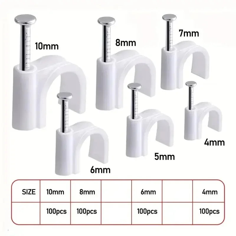 100pcs Cable Clips 4/6/8/10mm